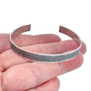 Vintage Sterling Silver 925 Patterned Cuff Bracelet 7"